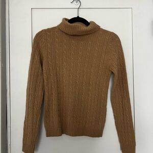 J. Crew Tan Cable Knit Turtleneck Sweater